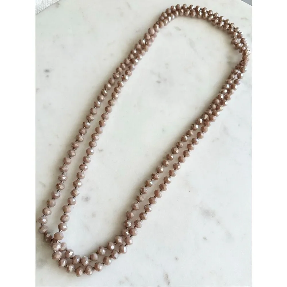 Latte brown sparkly beaded layered necklace